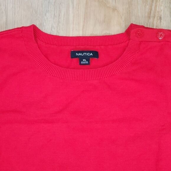 🔹️Nautica Red & Black Stripe Long Sleeve Sweater XLarge - Picture 3 of 7